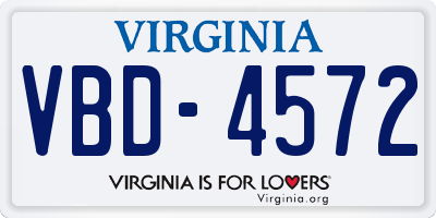 VA license plate VBD4572