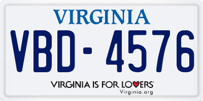 VA license plate VBD4576