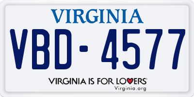 VA license plate VBD4577