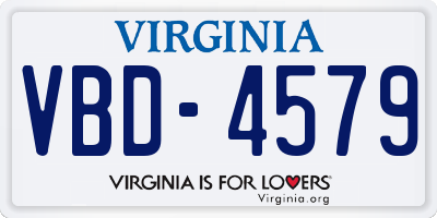 VA license plate VBD4579