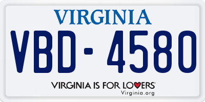 VA license plate VBD4580