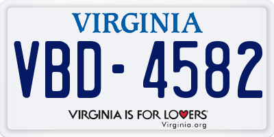 VA license plate VBD4582