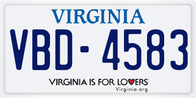 VA license plate VBD4583