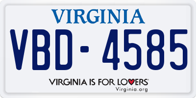 VA license plate VBD4585