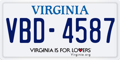 VA license plate VBD4587