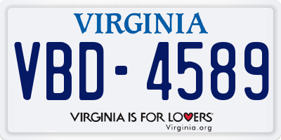 VA license plate VBD4589
