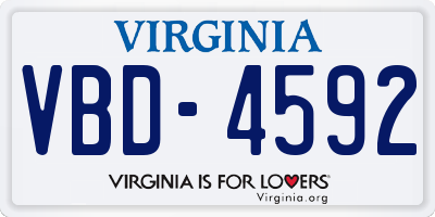 VA license plate VBD4592