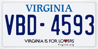 VA license plate VBD4593