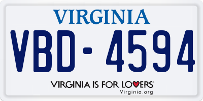 VA license plate VBD4594