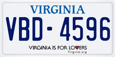 VA license plate VBD4596