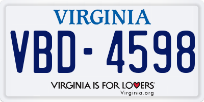 VA license plate VBD4598