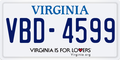 VA license plate VBD4599