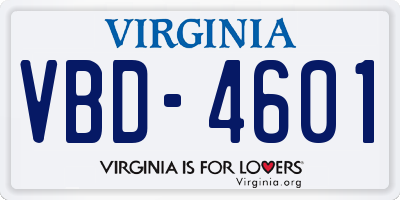 VA license plate VBD4601