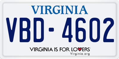 VA license plate VBD4602