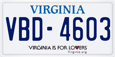 VA license plate VBD4603
