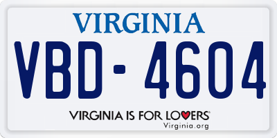 VA license plate VBD4604