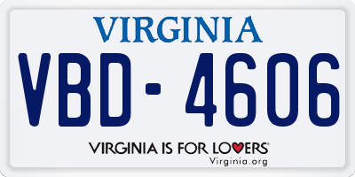 VA license plate VBD4606