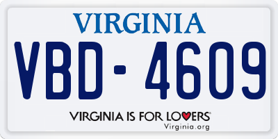 VA license plate VBD4609