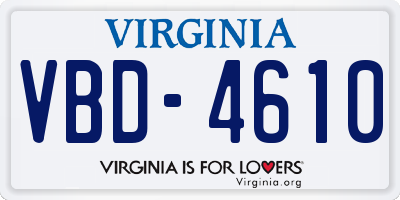 VA license plate VBD4610