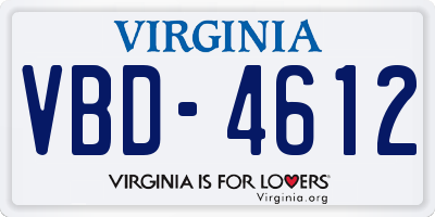 VA license plate VBD4612