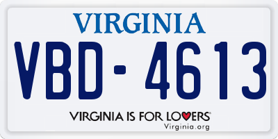 VA license plate VBD4613