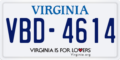 VA license plate VBD4614