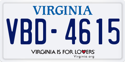 VA license plate VBD4615