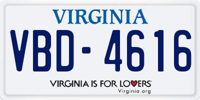 VA license plate VBD4616