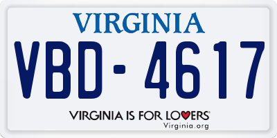 VA license plate VBD4617