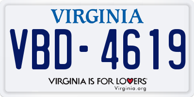 VA license plate VBD4619