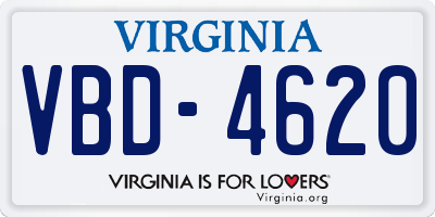 VA license plate VBD4620
