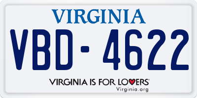 VA license plate VBD4622