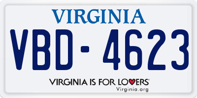 VA license plate VBD4623