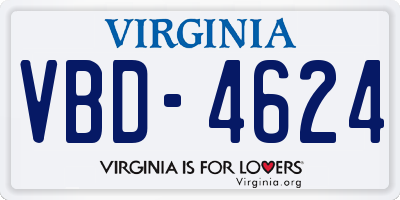 VA license plate VBD4624