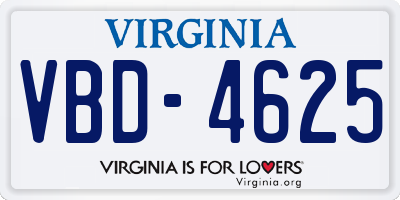 VA license plate VBD4625
