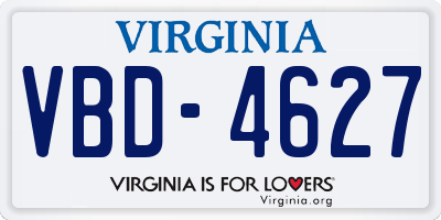 VA license plate VBD4627