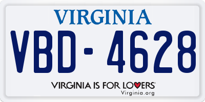 VA license plate VBD4628