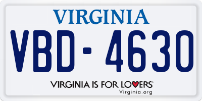 VA license plate VBD4630