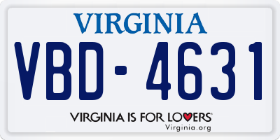 VA license plate VBD4631