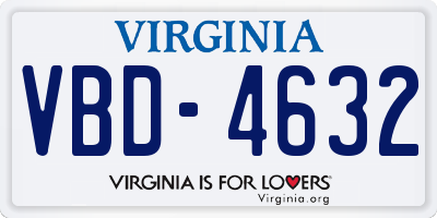 VA license plate VBD4632