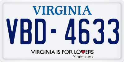 VA license plate VBD4633
