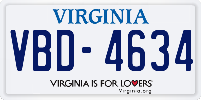 VA license plate VBD4634