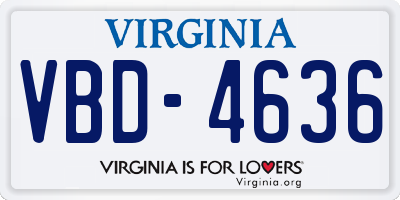 VA license plate VBD4636