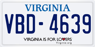 VA license plate VBD4639