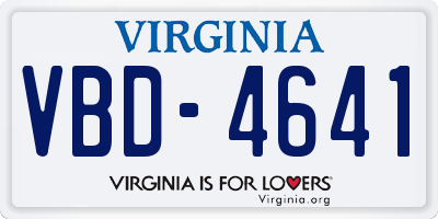 VA license plate VBD4641