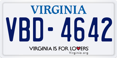 VA license plate VBD4642