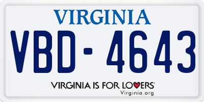 VA license plate VBD4643