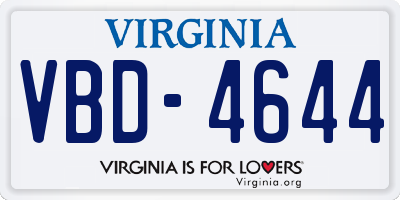 VA license plate VBD4644