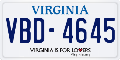 VA license plate VBD4645