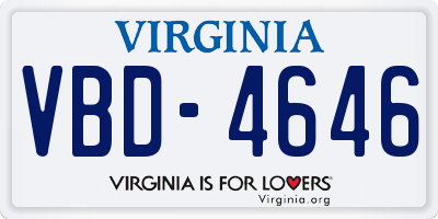 VA license plate VBD4646